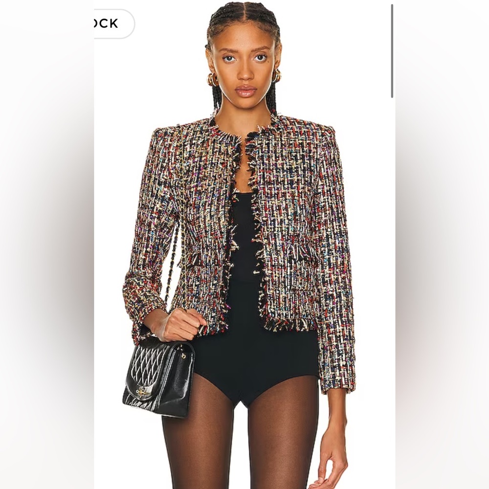 IRO Tweed Jacket NWT Size 34EU Fringe Multicolor Bouclé $460